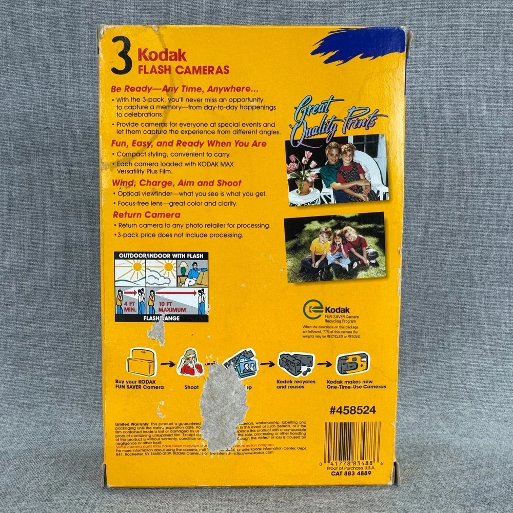 Kodak Fun Saver 35 Disposable Camera 3 Pack 27 Exposure Flash Exp 2004 Sealed